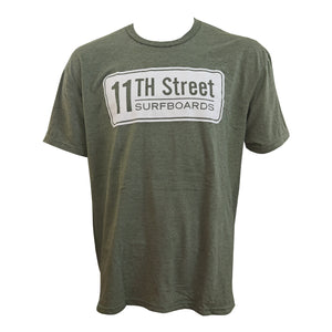 11th Street Surfboards Men's S/S T-Shirt - Heather Green