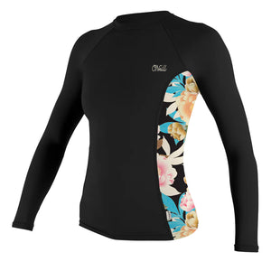 O'Neill Side Print Women's L/S Rashguard - Black/Mikah Floral