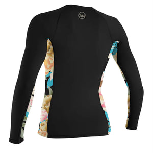 O'Neill Side Print Women's L/S Rashguard - Black/Mikah Floral