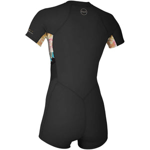 O'Neill Bahia Women's 2/1mm Front Zip S/S Women's Springsuit Wetsuit - Glide Black/Mikah Floral/Black