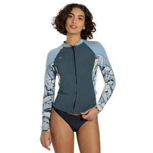 O'Neill Bahia 1.5mm Women's Front Zip Wetsuit Jacket - Shade/Palm Tropical/Demi