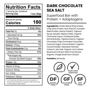 Laird Superfood Dark Chocolate Sea Salt Superfood Bar