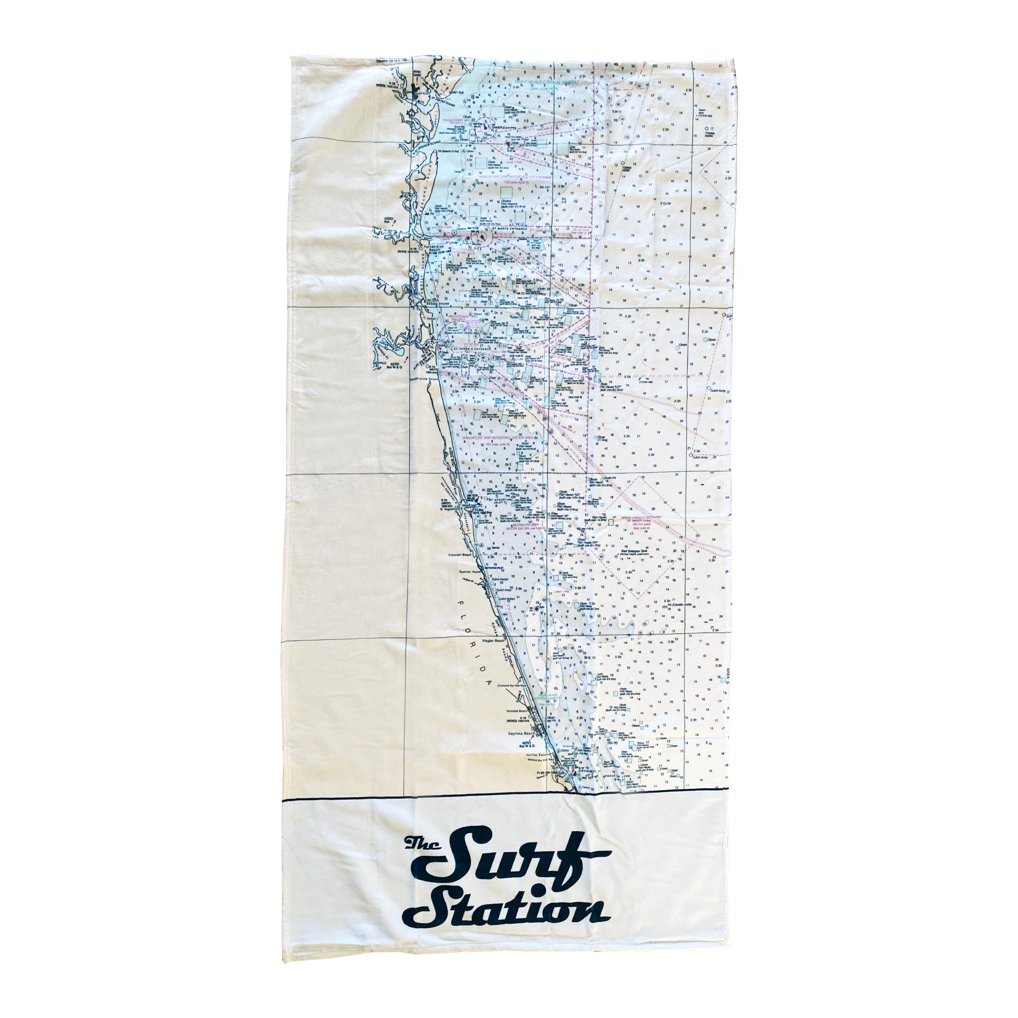 Surf Station Nautical Map Beach Towel