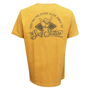 Surf Station x Ryan Leonardy Stoked Men's S/S T-Shirt - Sand