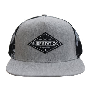 Surf Station Woody Pattern Men's Hat - Heather Grey/Black