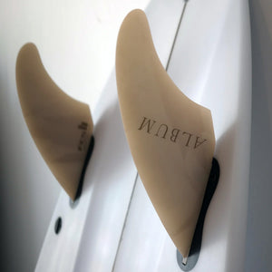 FCS II Album Laminar Twin Performance Glass Surfboard Fins - Large-XLarge/White Gold