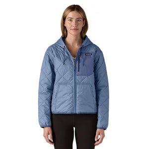 Patagonia Diamond Quilted Bomber Women's L/S Hooded Jacket - Barnacle Blue