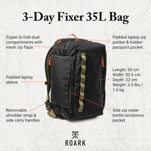 Roark 3-Day Fixer 35L Backpack - Black