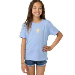 O'Neill Mystic Sun Angie Youth Girl's S/S T-Shirt - Blue Glass