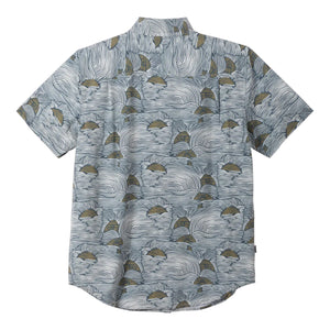 Dark Seas Bobby Woven Men's S/S Dress Shirt - Navy/Gold