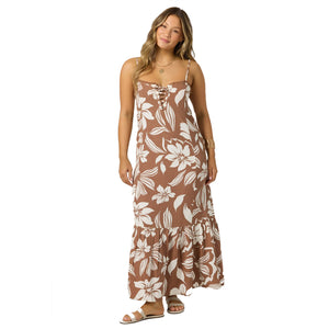 O'Neill Tasmin Floral Midi Women's Dress - Carob Brown