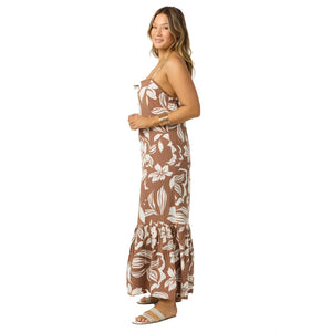 O'Neill Tasmin Floral Midi Women's Dress - Carob Brown