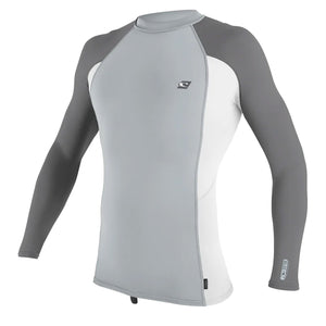O'Neill Premium Skins Men's L/S Rashguard - Cool Grey/White/Smoke
