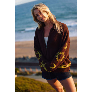 O'Neill Corrine Zip Up Women's L/S Sweater - Chocolate