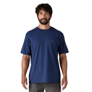 Patagonia Boardshort Logo Pocket Responsibili-Tee® Men's S/S T-Shirt - Clement Blue