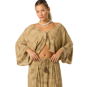 O'Neill Anna Printed Reversible Cover-Up Women's Top - Dark Khaki