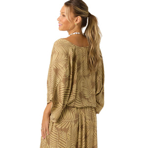 O'Neill Anna Printed Reversible Cover-Up Women's Top - Dark Khaki