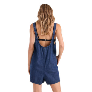 Volcom Lived In Short Women's Romper - Deja Blue