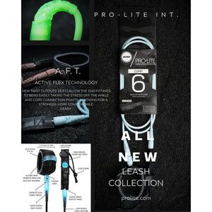 Pro-Lite Freesurf Series Double Swivel Surfboard Leash - 6'0"/Smoke Clear w/ Black Core