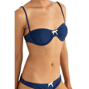 Rhythm Lily Rib Balconette Women's Bikini Top - Ink