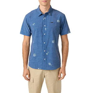 O'Neill TRVLR UPF Traverse Slub Standard Men's S/S Dress Shirt - Indigo