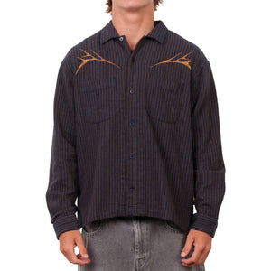 Lost Crawler Woven Men's L/S Dress Shirt - Indigo