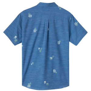 O'Neill TRVLR UPF Traverse Slub Standard Men's S/S Dress Shirt - Indigo