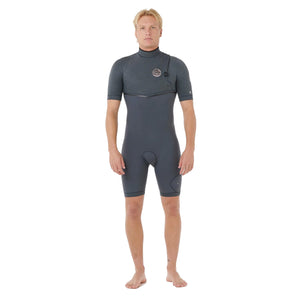 Rip Curl E-Bomb 2/2mm Zip Free Men's S/S Springsuit Wetsuit - Iron