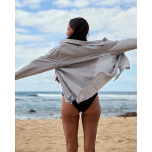 Outerknown The Lightweight Weekend Women's L/S Dress Shirt - Marine Banker Stripe