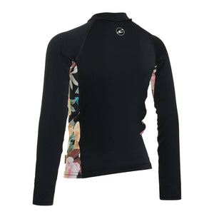 O'Neill Premium Skins Youth Girl's L/S Rashguard - Black/Mikah Floral