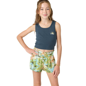 O'Neill Gabi Tropical Beach Youth Girls Beach Shorts - Nile Blue