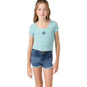 O'Neill Sammie Stripe Youth Girls S/S T-Shirt - Nile Blue