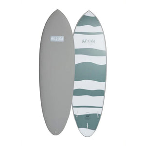 Medina Old News 6'4 Soft Surfboard - Grey/Grey Stripes