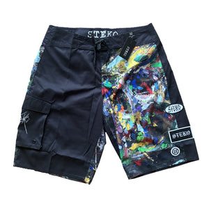 Steko Paint Skull 22.5" Men's Boardshorts - Black