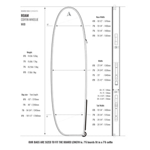 Roam Coffin Universal Wheelie Triple/Quad Surfboard Bag - Grey/Black
