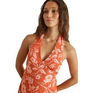 Rhythm Rosalie Floral Halter Neck Maxi Women's Dress - Rose