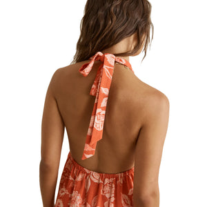 Rhythm Rosalie Floral Halter Neck Maxi Women's Dress - Rose