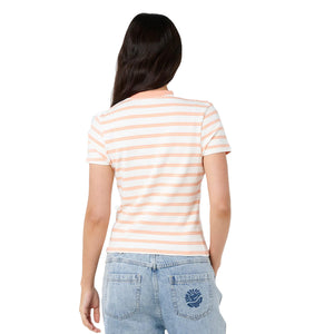 Rip Curl Half Moon Bay Fitted Women's S/S T-Shirt - Papaya Stripe