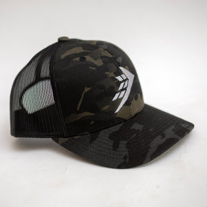 Firewire Logo Icon Trucker Hat - Black/Dark Camo