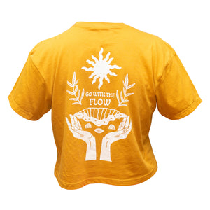 Surf Station Go With The Flow Women's S/S Crop Top - Gold
