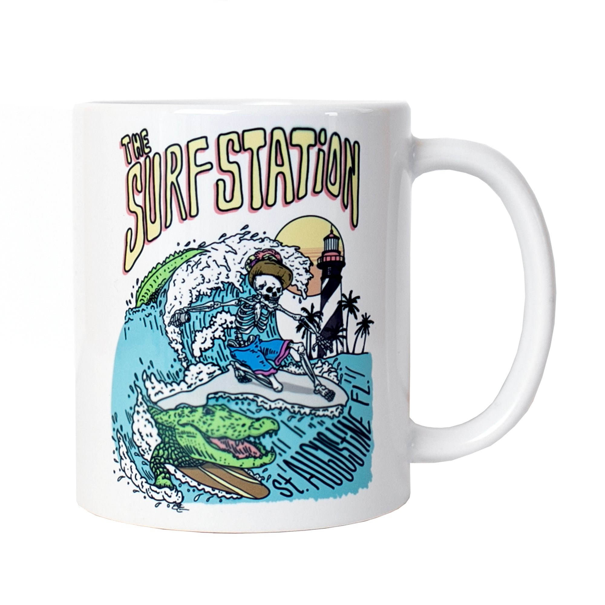 Surf Station x Edward Jiminez Skeleton Gator Coffee Mug