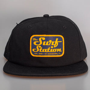 Surf Station Mechanic Patch Men's Snapback Hat - Black