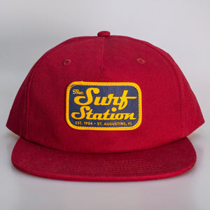 Surf Station Mechanic Patch Men's Snapback Hat - Maroon
