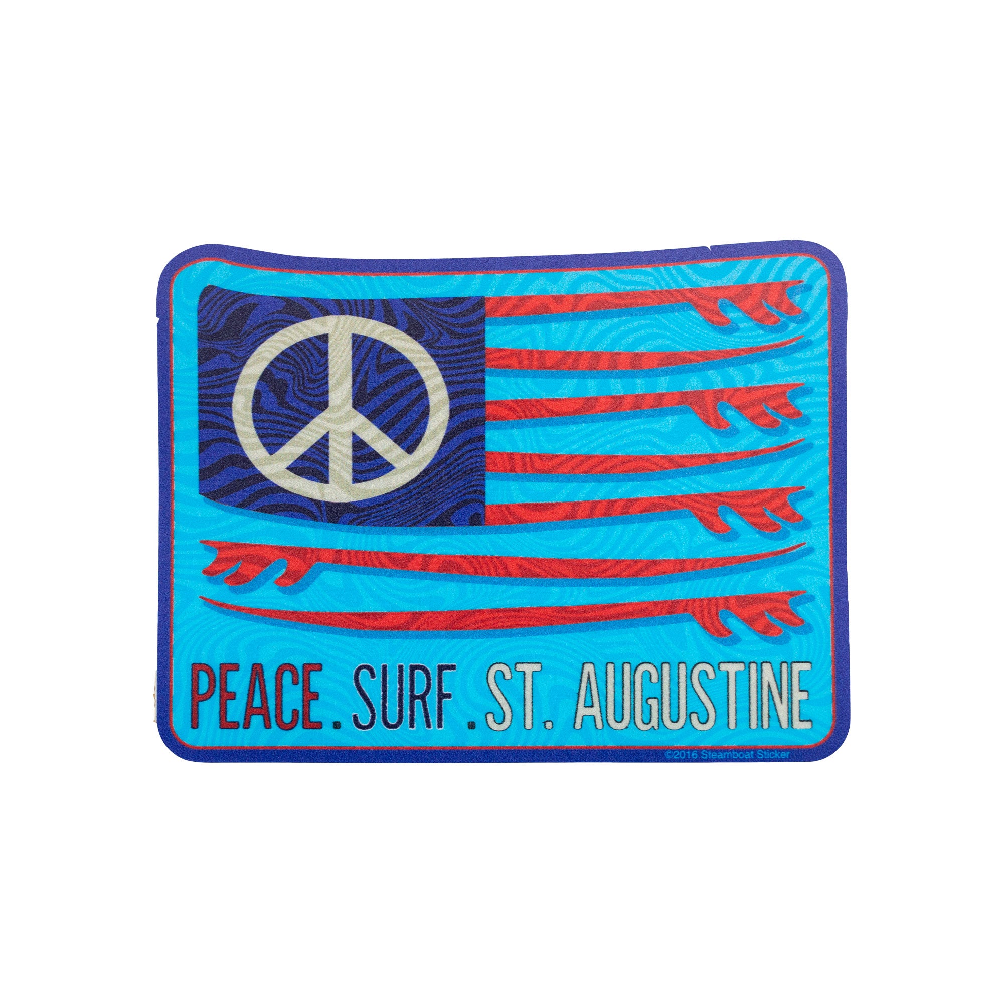 Surf Station Peace Surfboard Flag Sticker