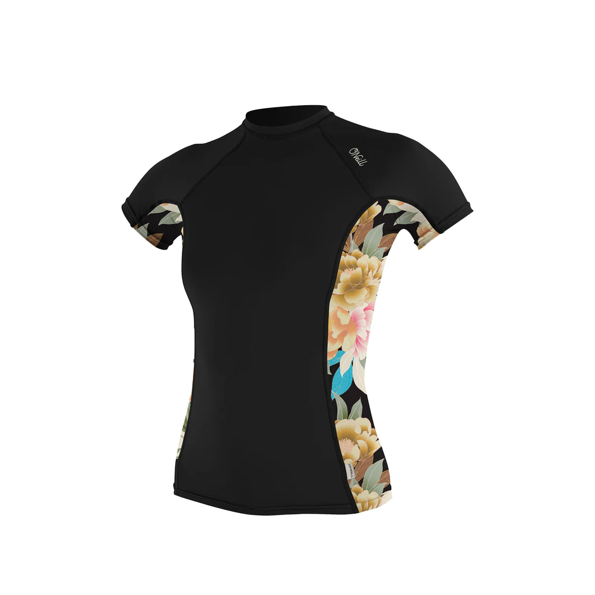 O'Neill Side Print Women's S/S Rash Guard - Black/Mikah Floral