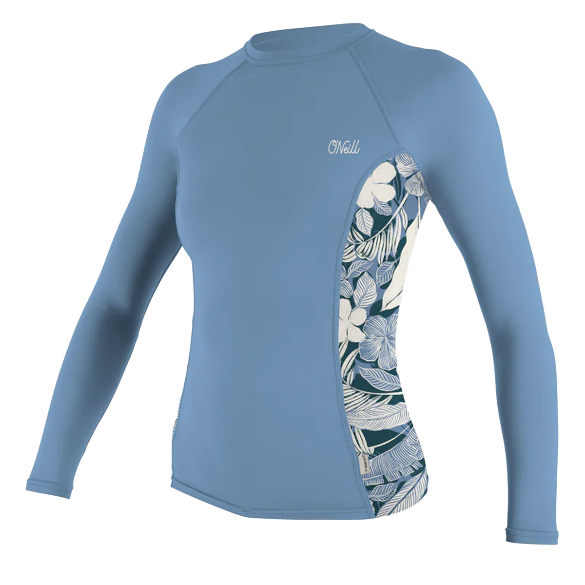 O'Neill Side Print Women's L/S Rash Guard - Faded Denim/Palm