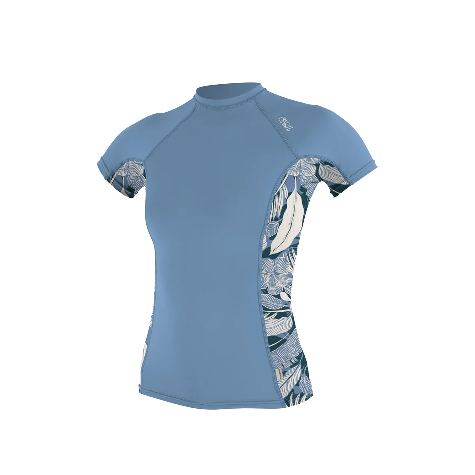 O'Neill Side Print Women's S/S Rash Guard - Faded Denim/Palm