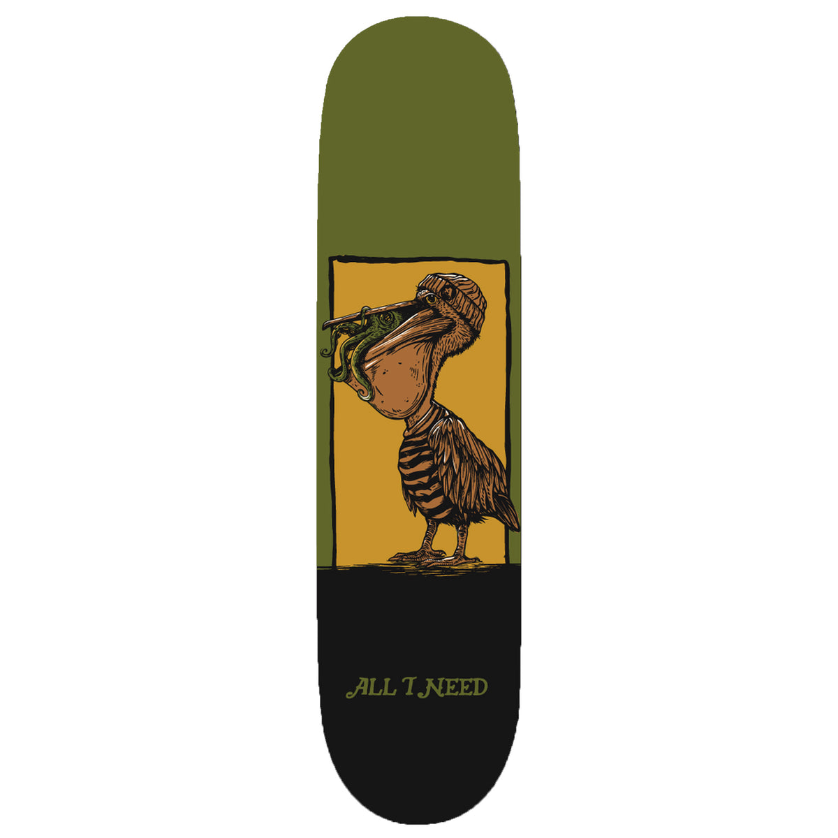 All I Need Pelican Food 8.25" Skateboard Deck