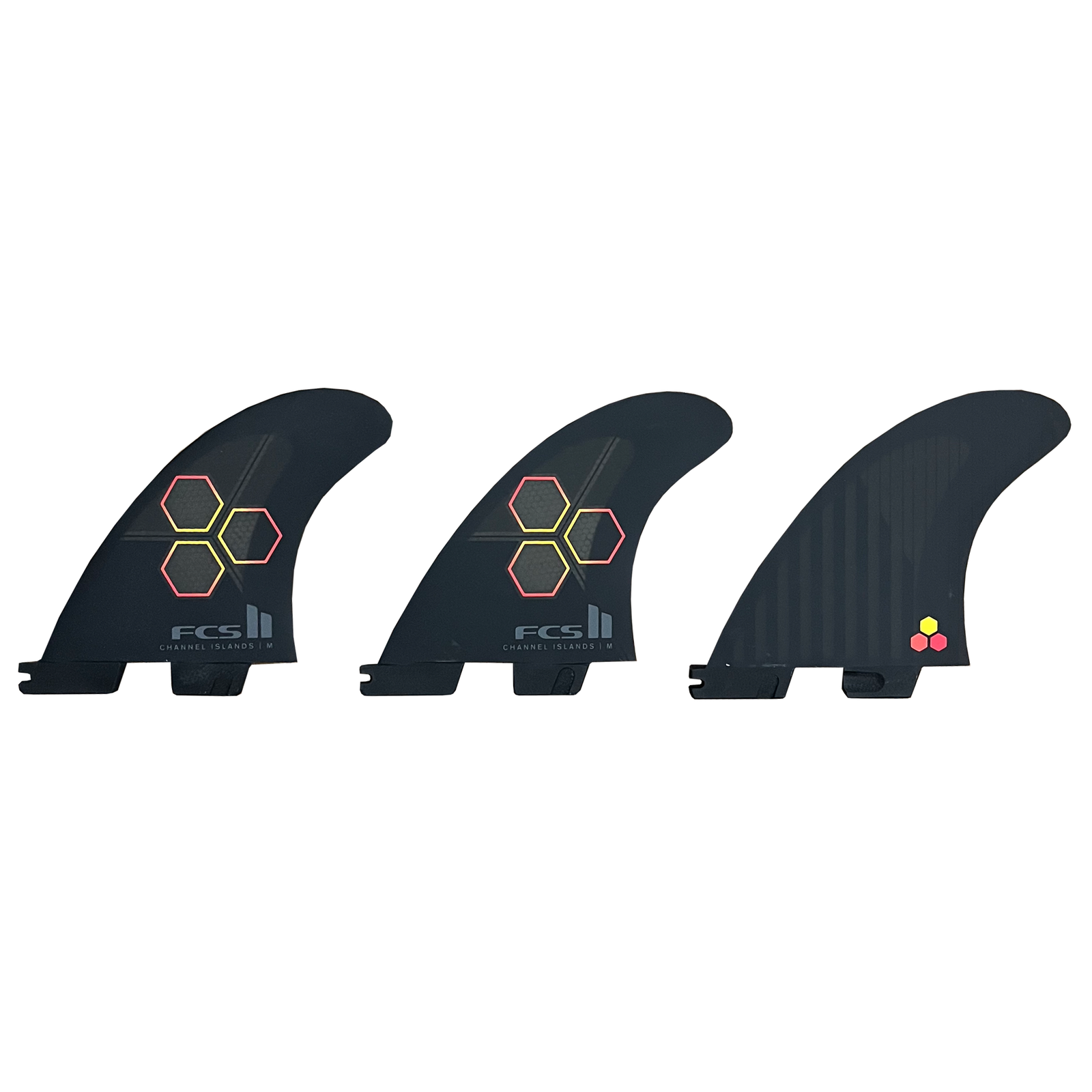 FCS II Channel Islands Performance Core Tri Surfboard Fins - Large/Black Flame