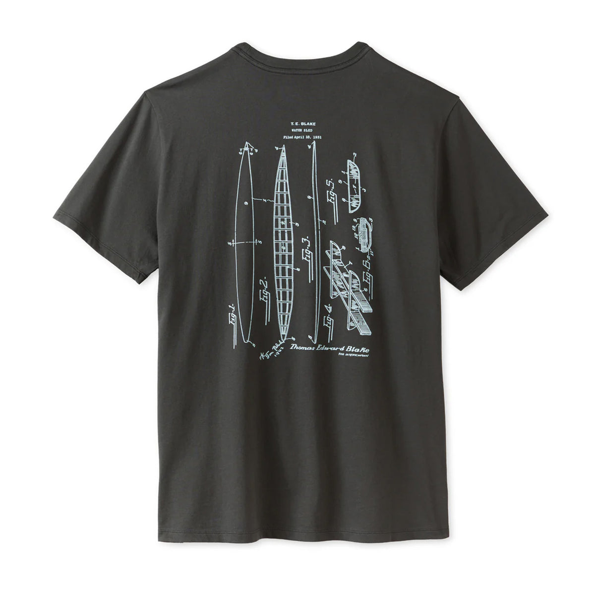Outerknown Tom Blake Blueprint Men's S/S T-Shirt - Charcoal
